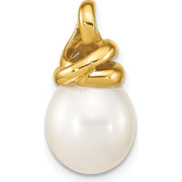 14K Yellow Gold Freshwater Cultured Rice Pearl Slide Pendant - Fits up to 3mm Omega Chain by Monteluci Fine Jewelry