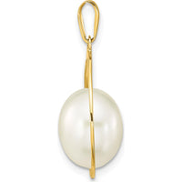 14K Yellow Gold Freshwater Cultured Rice Pearl Teardrop Pendant - 9-10mm Pearl by Monteluci Fine Jewelry