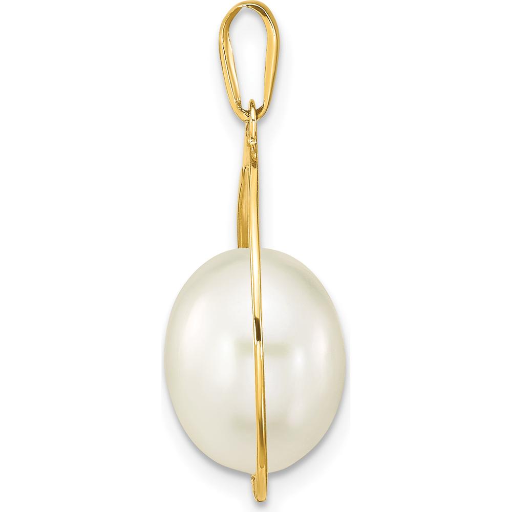 14K Yellow Gold Freshwater Cultured Rice Pearl Teardrop Pendant - 9-10mm Pearl by Monteluci Fine Jewelry