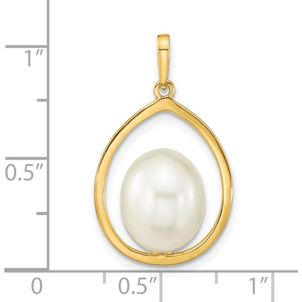 14K Yellow Gold Freshwater Cultured Rice Pearl Teardrop Pendant - 9-10mm Pearl by Monteluci Fine Jewelry