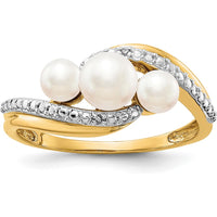 14K Yellow Gold Freshwater Pearl and Diamond Bypass Ring - 0.006 Carat Diamond Weight by Monteluci Fine Jewelry