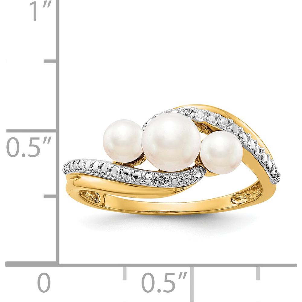 14K Yellow Gold Freshwater Pearl and Diamond Bypass Ring - 0.006 Carat Diamond Weight by Monteluci Fine Jewelry