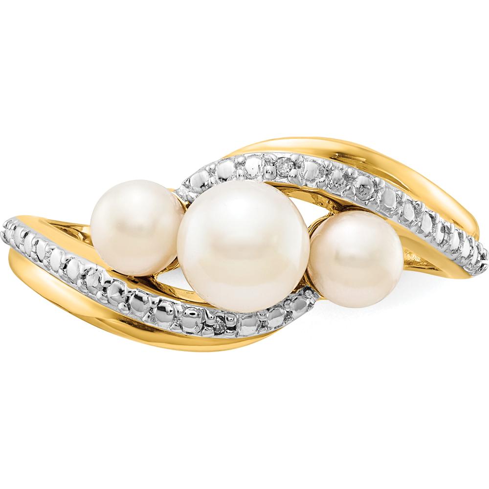 14K Yellow Gold Freshwater Pearl and Diamond Bypass Ring - 0.006 Carat Diamond Weight by Monteluci Fine Jewelry