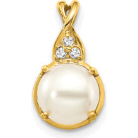 14K Yellow Gold Freshwater Pearl and Diamond Pendant - 1.96 Carat Pearl, 0.008 Carat Total Diamond Weight by Oro Pregiato