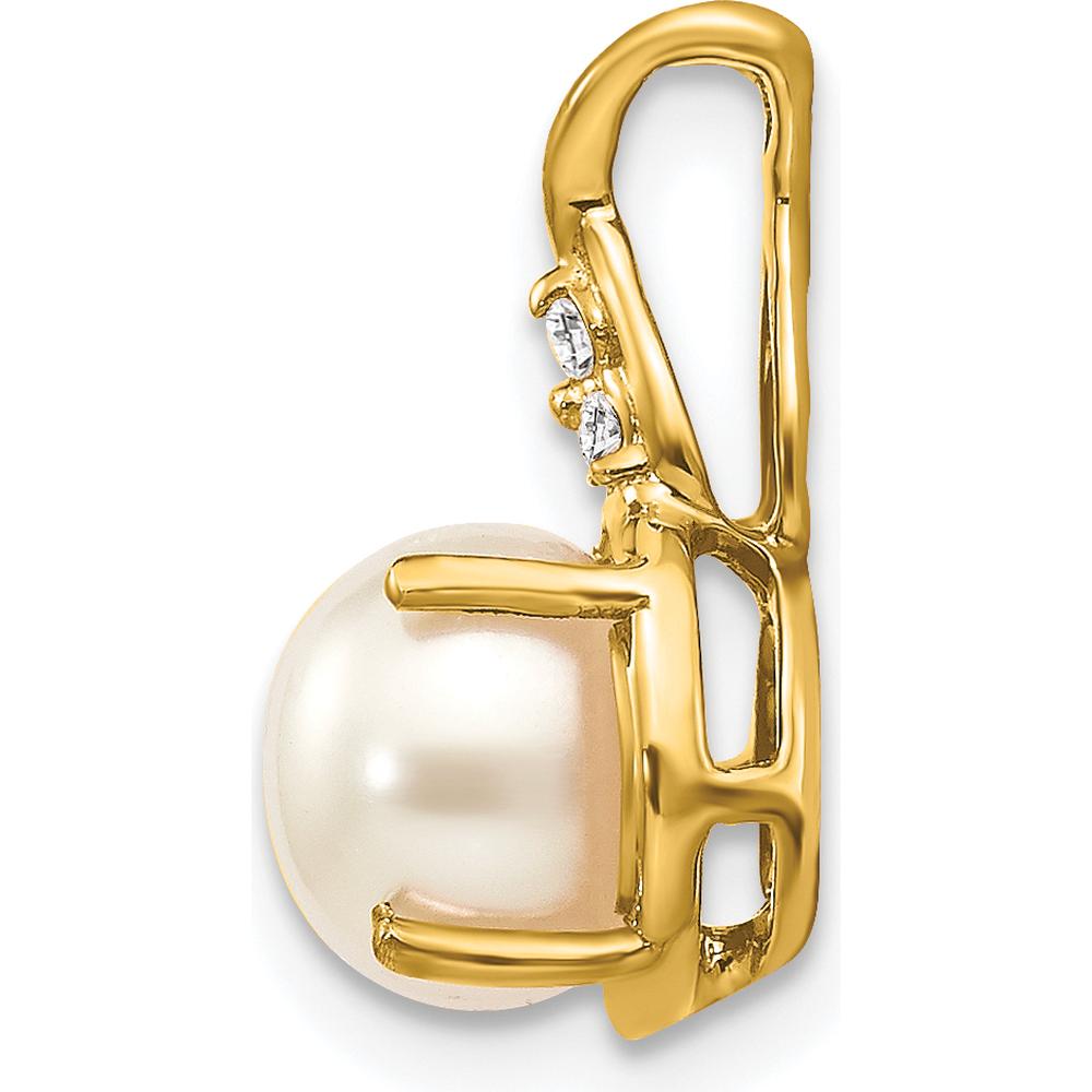 14K Yellow Gold Freshwater Pearl and Diamond Pendant - 1.96 Carat Pearl, 0.008 Carat Total Diamond Weight by Oro Pregiato