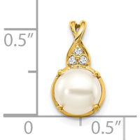 14K Yellow Gold Freshwater Pearl and Diamond Pendant - 1.96 Carat Pearl, 0.008 Carat Total Diamond Weight by Oro Pregiato