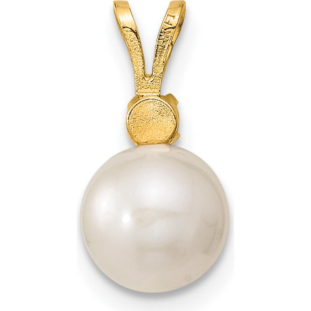 14K Yellow Gold Freshwater Pearl and Emerald Pendant & Earrings Set with 7-8mm Pearls and 0.21 Carat Total Emerald Weight by Monteluci Fine Jewelry