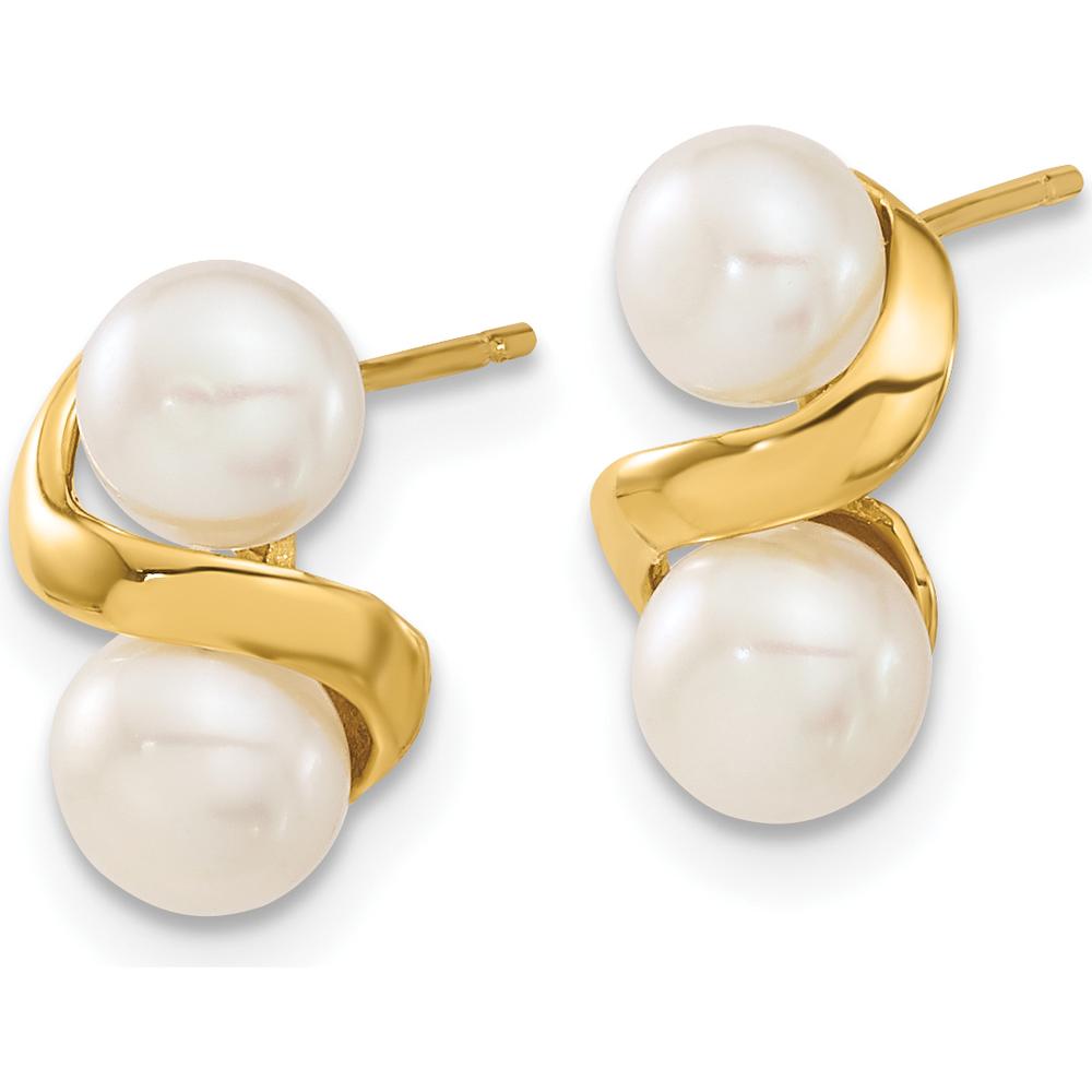 14K Yellow Gold Freshwater Pearl Button Earrings and Pendant Set - 5-6mm Cultured Pearls by Monteluci Fine Jewelry