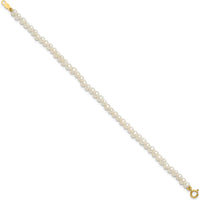 14K Yellow Gold Freshwater Pearl Necklace, Earrings & Bracelet Set for Girls - Polished Finish by Madi K
