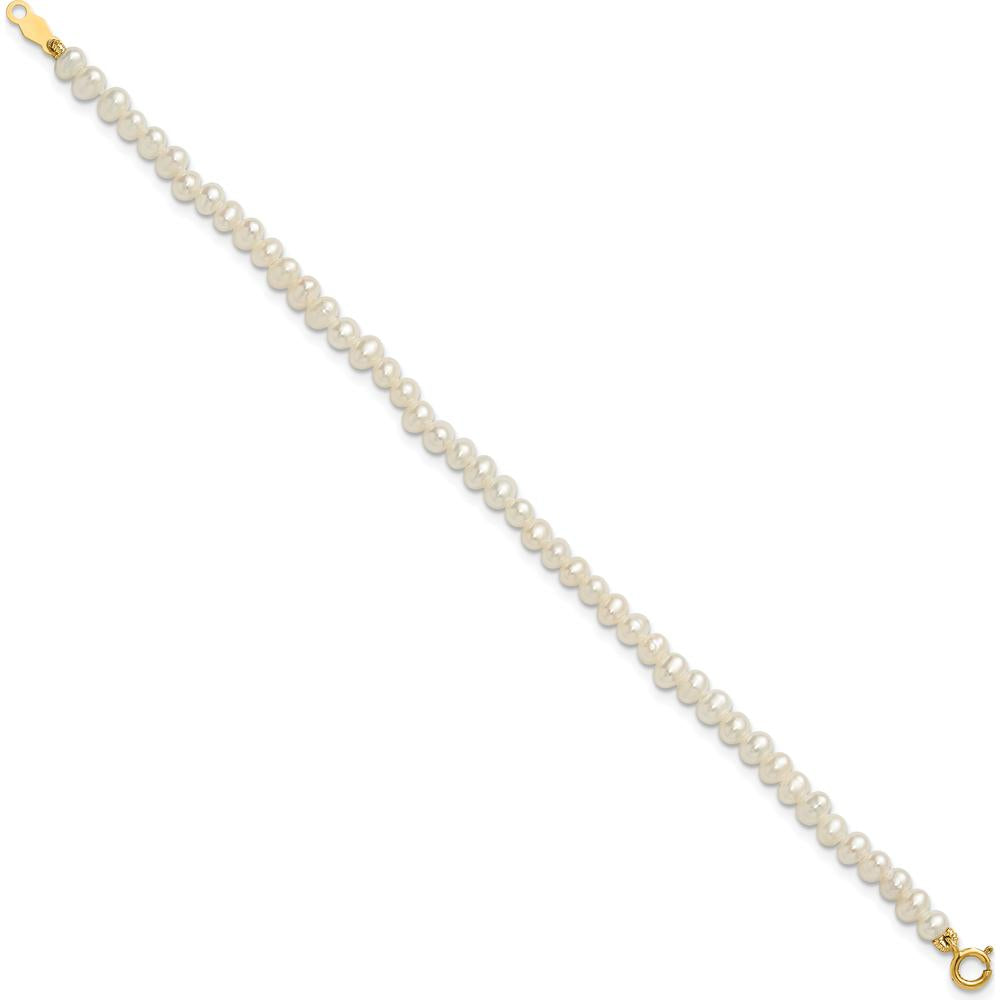 14K Yellow Gold Freshwater Pearl Necklace, Earrings & Bracelet Set for Girls - Polished Finish by Madi K