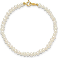 14K Yellow Gold Freshwater Pearl Necklace, Earrings & Bracelet Set for Girls - Polished Finish by Madi K