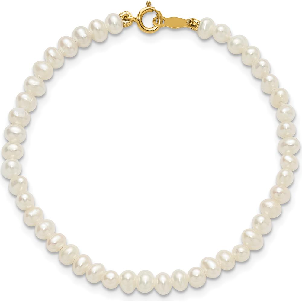 14K Yellow Gold Freshwater Pearl Necklace, Earrings & Bracelet Set for Girls - Polished Finish by Madi K