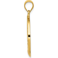 14K Yellow Gold Friendship, Loyalty, Love Claddagh Pendant - Textured Design by Oro Pregiato