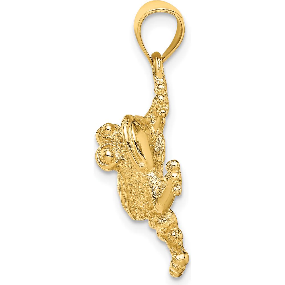 14K Yellow Gold Frog Sitting Pendant Charm - Whimsical Nature-Inspired Design by Oro Pregiato