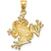 14K Yellow Gold Frog Sitting Pendant Charm - Whimsical Nature-Inspired Design by Oro Pregiato