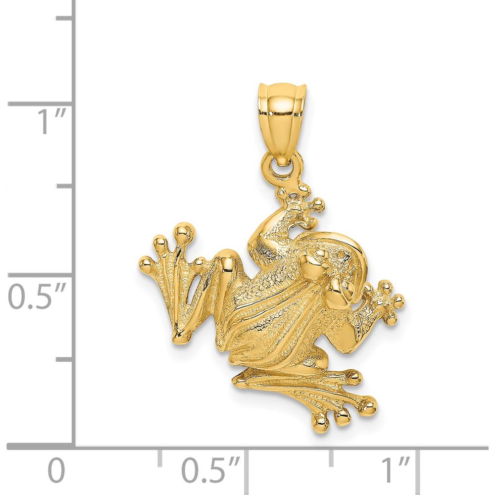 14K Yellow Gold Frog Sitting Pendant Charm - Whimsical Nature-Inspired Design by Oro Pregiato