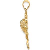 14K Yellow Gold Frog with Textured Finish Pendant - 32.4mm Length by Oro Pregiato