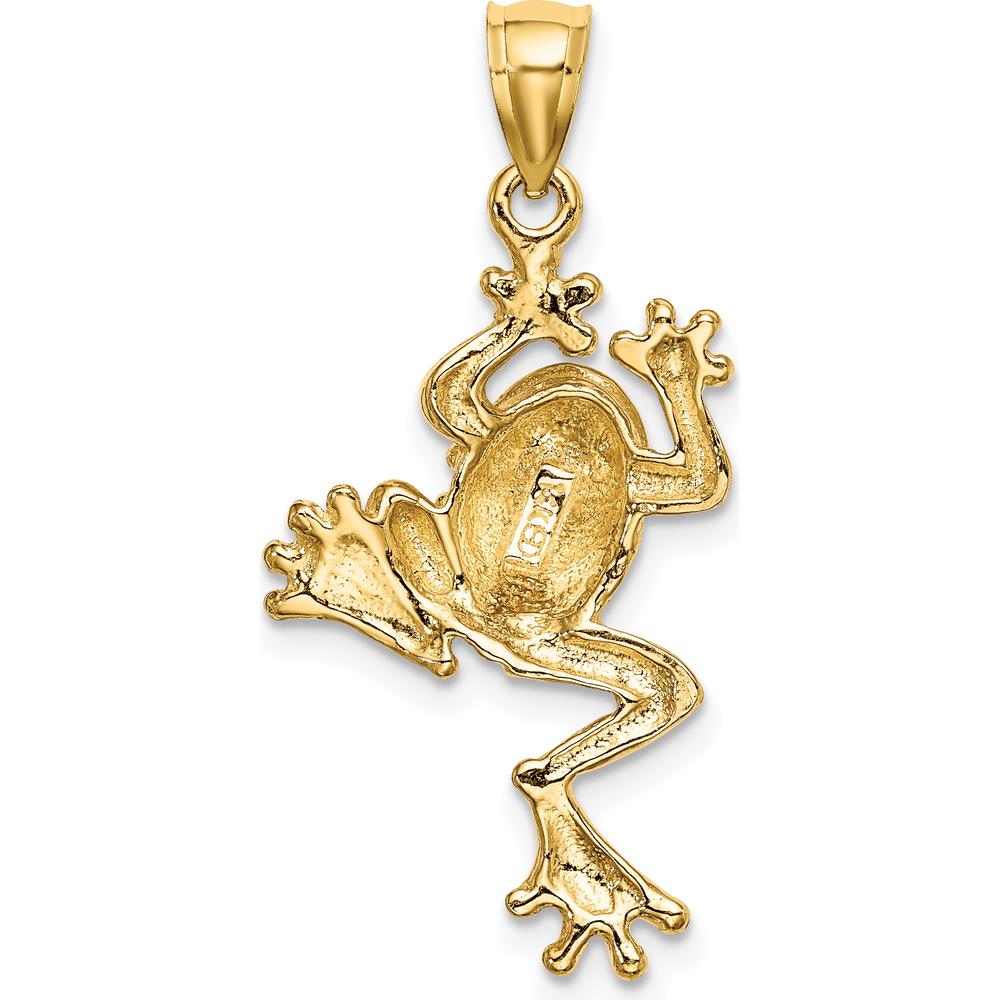 14K Yellow Gold Frog with Textured Finish Pendant - 32.4mm Length by Oro Pregiato