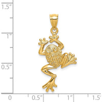 14K Yellow Gold Frog with Textured Finish Pendant - 32.4mm Length by Oro Pregiato