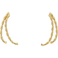 14K Yellow Gold Front/Back Curved Bar Earrings - 1.94g Total Weight