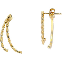 14K Yellow Gold Front/Back Curved Bar Earrings - 1.94g Total Weight