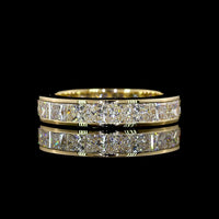 14K Yellow Gold Full Eternity Band with Channel Set Princess Cut Lab Diamonds - 4.15 Carat Total Weight, E-F Color, VS Clarity - Covaloro Fine Jewelry