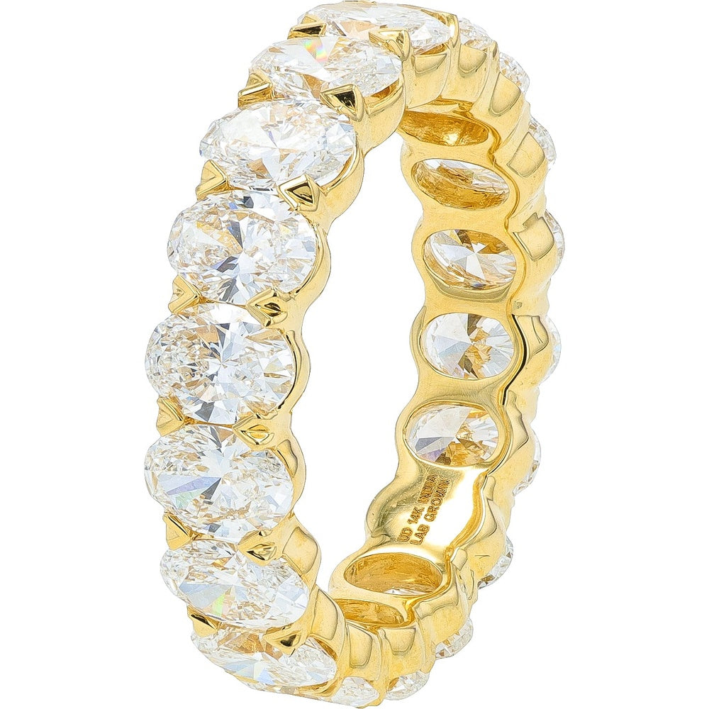 14K Yellow Gold Full Eternity Band with U-Prong Set Round Lab Grown Diamonds - 5.00 Carat Total Diamond Weight
