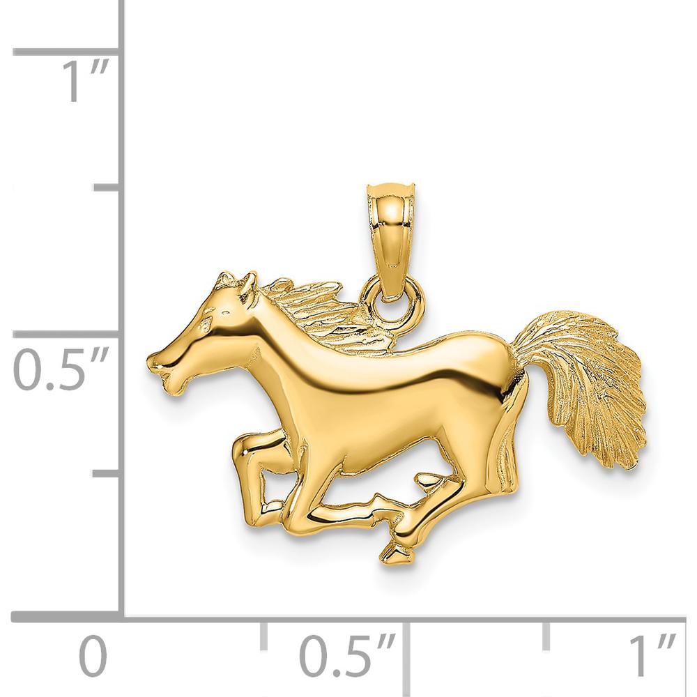 14K Yellow Gold Galloping Horse Charm Pendant - 20.75mm Length by Oro Pregiato