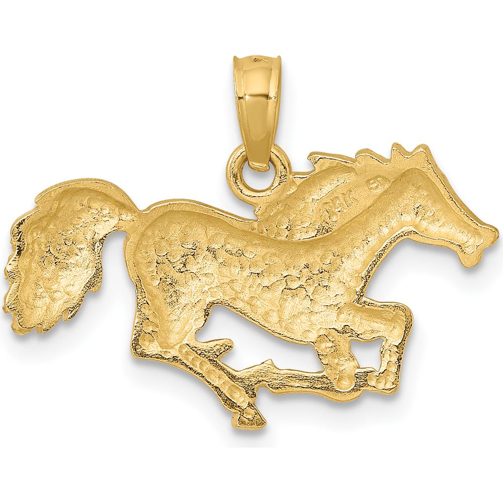 14K Yellow Gold Galloping Horse Charm Pendant - 20.75mm Length by Oro Pregiato