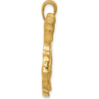 14K Yellow Gold Galloping Horse Pendant - Solid Casted Design by Oro Pregiato