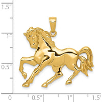 14K Yellow Gold Galloping Horse Pendant - Solid Casted Design by Oro Pregiato