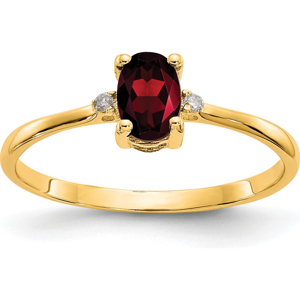 14K Yellow Gold Garnet & Diamond 3-Stone Birthstone Ring - 0.60 Carat Total Garnet Weight by Oro Pregiato