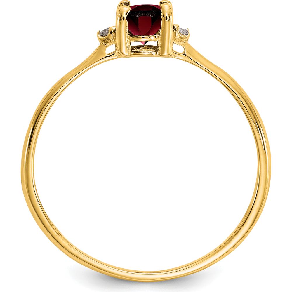 14K Yellow Gold Garnet & Diamond 3-Stone Birthstone Ring - 0.60 Carat Total Garnet Weight by Oro Pregiato