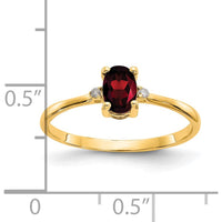 14K Yellow Gold Garnet & Diamond 3-Stone Birthstone Ring - 0.60 Carat Total Garnet Weight by Oro Pregiato