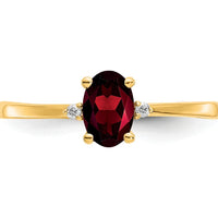14K Yellow Gold Garnet & Diamond 3-Stone Birthstone Ring - 0.60 Carat Total Garnet Weight by Oro Pregiato