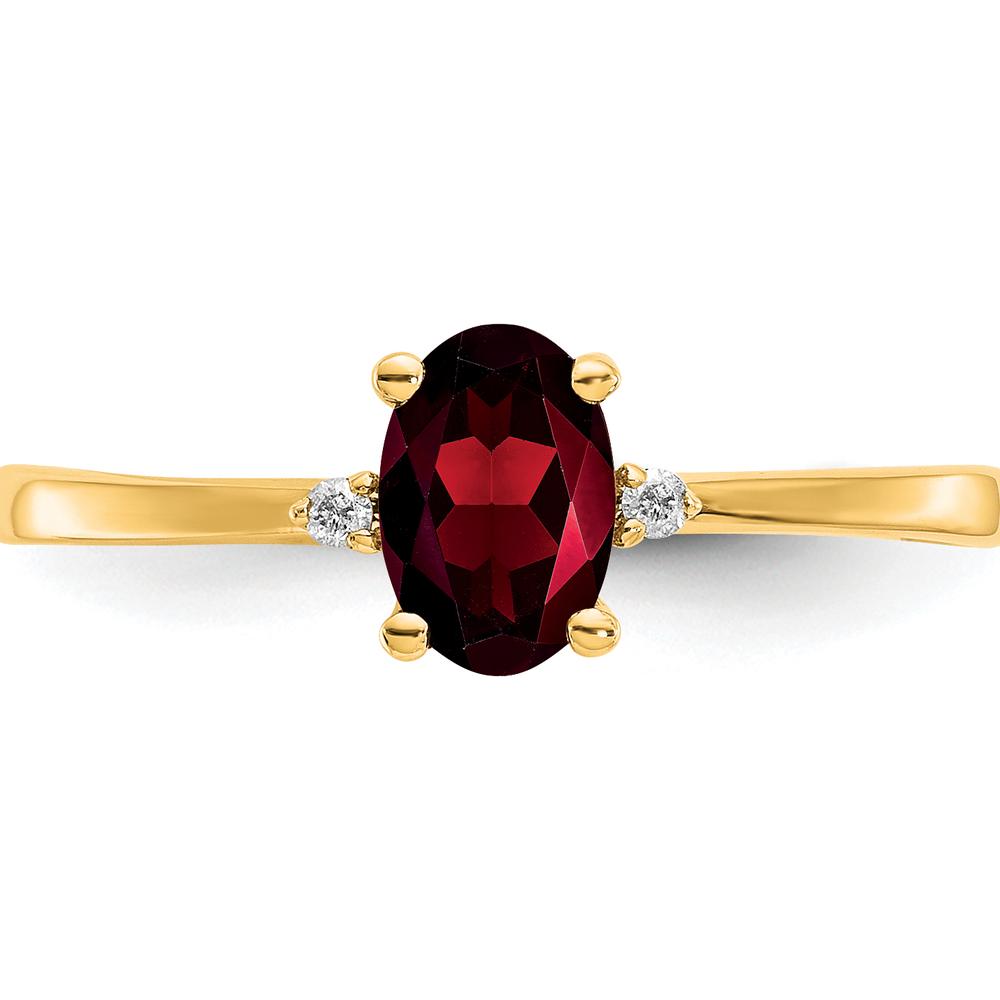 14K Yellow Gold Garnet & Diamond 3-Stone Birthstone Ring - 0.60 Carat Total Garnet Weight by Oro Pregiato