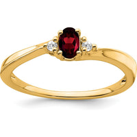 14K Yellow Gold Garnet and Diamond Birthstone Ring with Oval Garnet and Round Diamond Accents by 0