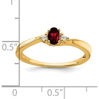 14K Yellow Gold Garnet and Diamond Birthstone Ring with Oval Garnet and Round Diamond Accents by 0