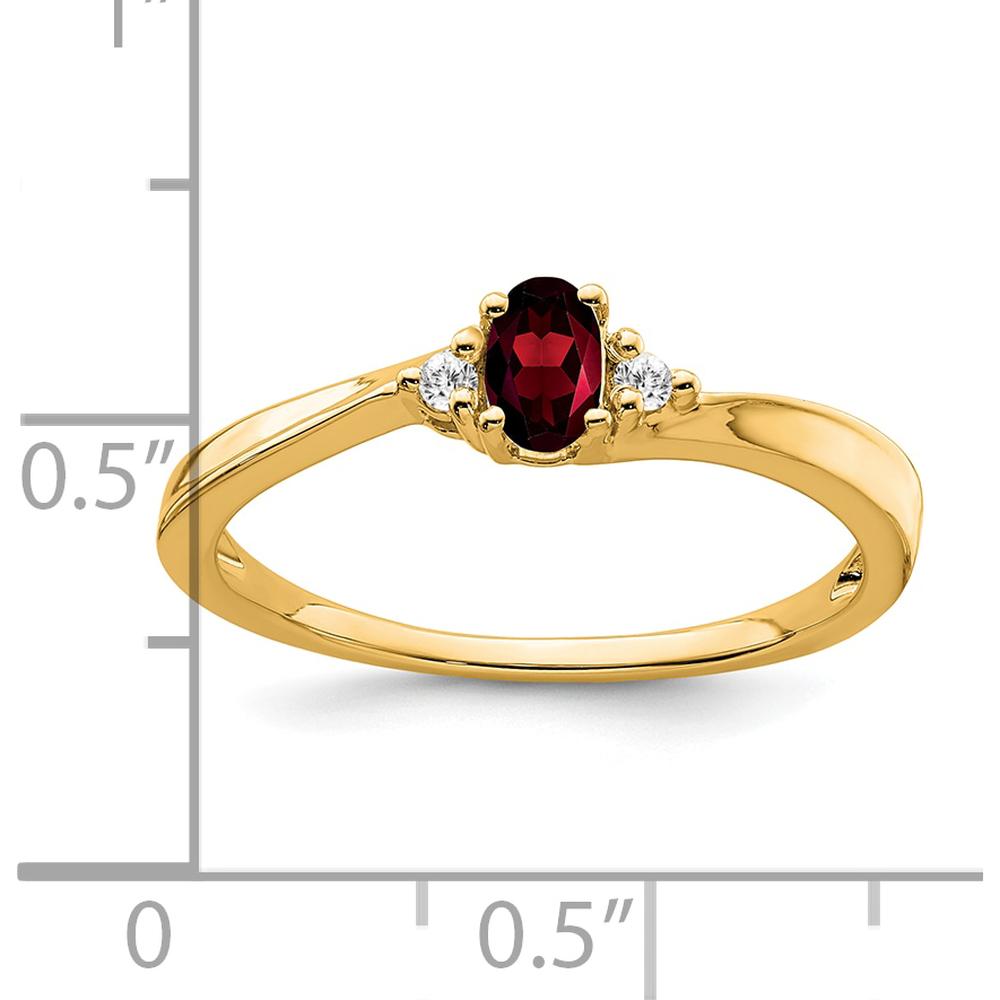 14K Yellow Gold Garnet and Diamond Birthstone Ring with Oval Garnet and Round Diamond Accents by 0