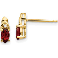14K Yellow Gold Garnet and Diamond Button Earrings - 0.6 Carat Total Gem Weight by Oro Pregiato