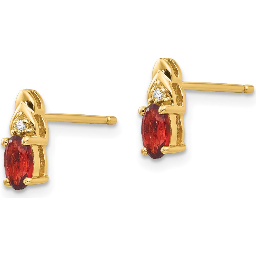 14K Yellow Gold Garnet and Diamond Button Earrings - 0.6 Carat Total Gem Weight by Oro Pregiato