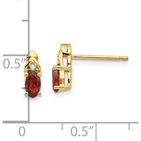 14K Yellow Gold Garnet and Diamond Button Earrings - 0.6 Carat Total Gem Weight by Oro Pregiato