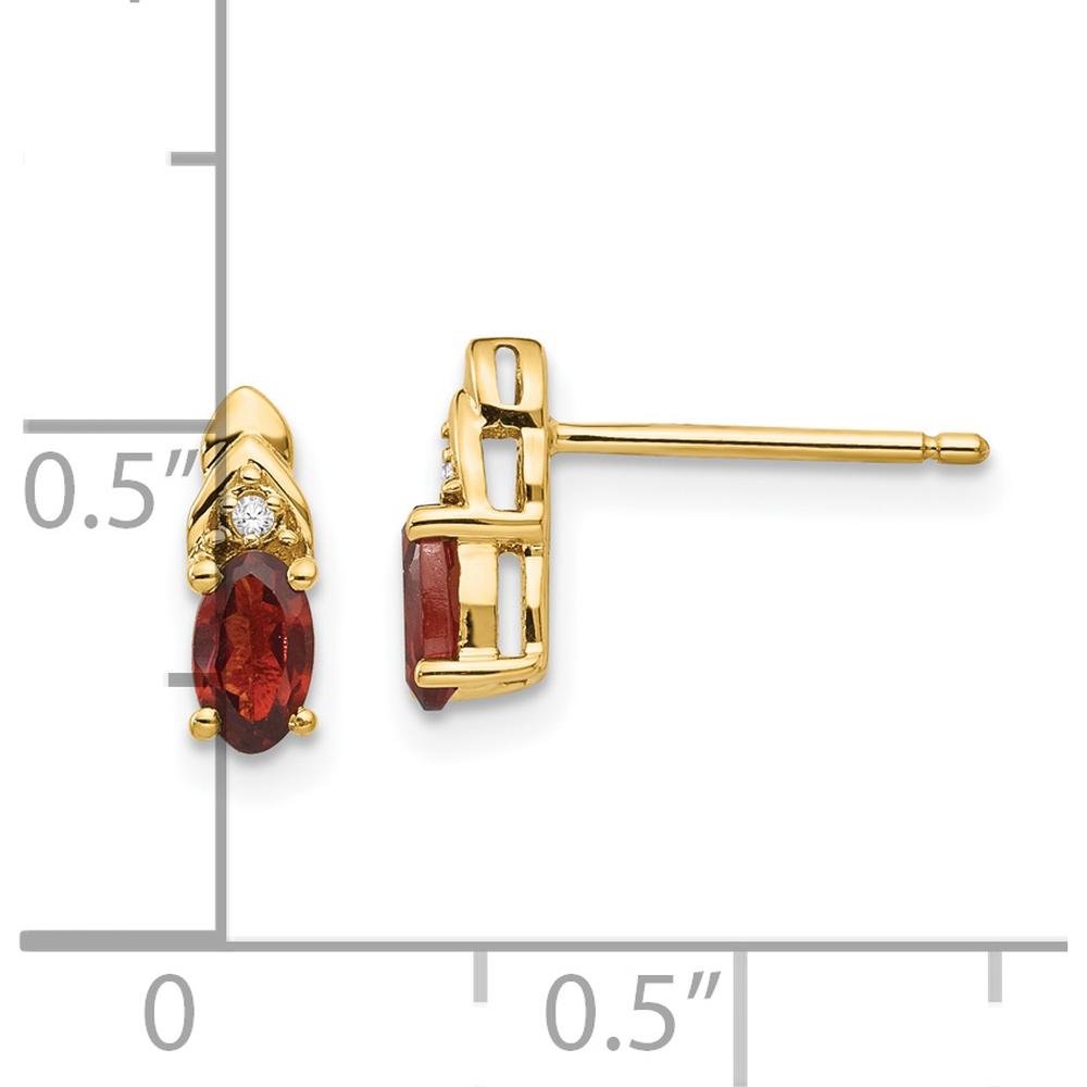14K Yellow Gold Garnet and Diamond Button Earrings - 0.6 Carat Total Gem Weight by Oro Pregiato