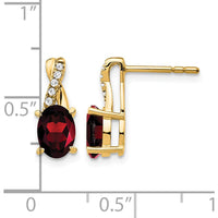 14K Yellow Gold Garnet and Diamond Drop Earrings - 1.00 Carat Total Garnet Weight, 0.06 Carat Total Diamond Weight by Oro Pregiato