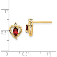 14K Yellow Gold Garnet and Diamond Heart Earrings - 0.3 Carat Total Garnet Weight by Oro Pregiato