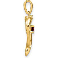 14K Yellow Gold Garnet and Diamond Heart Pendant - 0.16 Carat Garnet, 0.01 Carat Diamond by Lumare Gioia