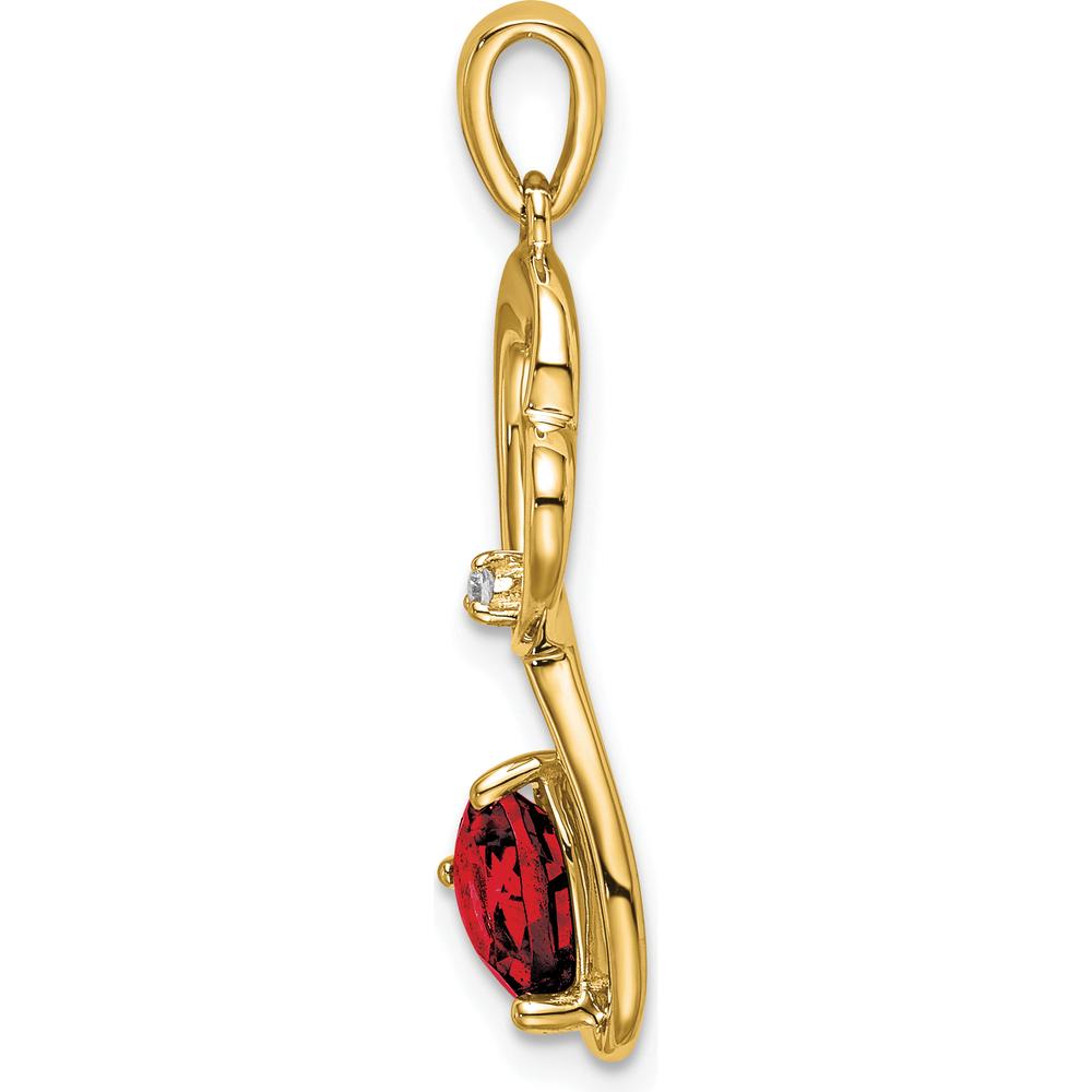 14K Yellow Gold Garnet and Diamond Heart Pendant - 0.628 Carat Garnet, 0.01 Carat Diamond by Lumare Gioia