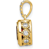 14K Yellow Gold Garnet and Diamond Pendant with Beaded Bail - 0.905 Carat Total Gem Weight by Lumare Gioia