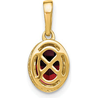 14K Yellow Gold Garnet and Diamond Pendant with Beaded Bail - 0.905 Carat Total Gem Weight by Lumare Gioia