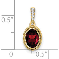 14K Yellow Gold Garnet and Diamond Pendant with Beaded Bail - 0.905 Carat Total Gem Weight by Lumare Gioia